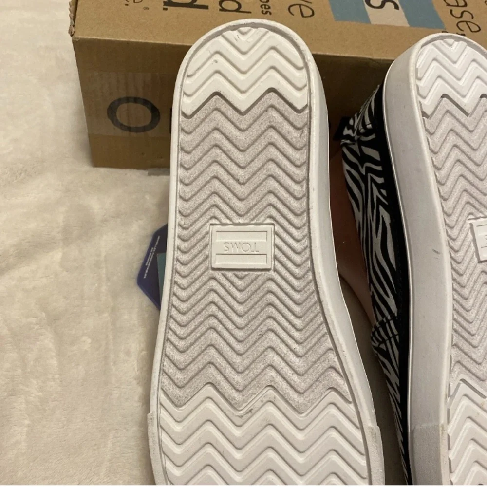 Toms Black and White Zebra Print Sneakers
